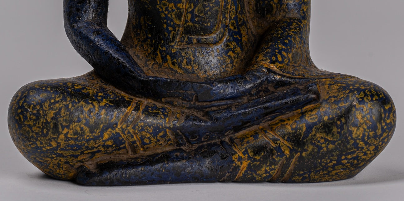 Escultura de Buda - Estatua de Buda de madera de estilo jemer antiguo Dhyana Meditation Mudra - 22cm/9 "