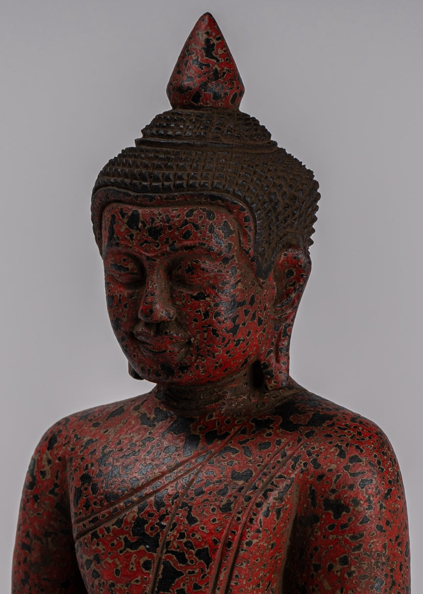 Escultura de Buda - Estatua de Buda de madera de estilo jemer antiguo Dhyana Meditation Mudra - 26 cm/10 "