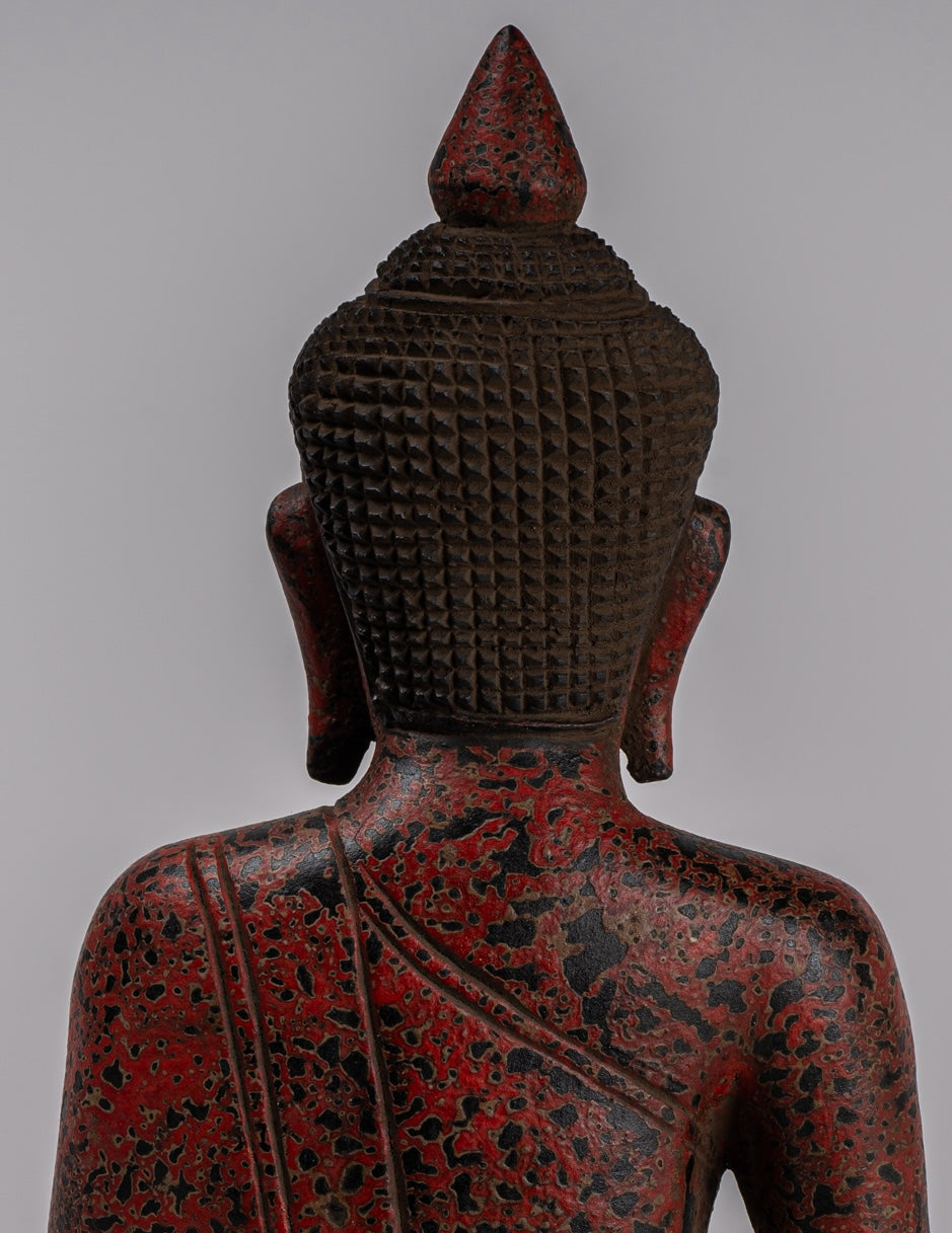 Escultura de Buda - Estatua de Buda de madera de estilo jemer antiguo Dhyana Meditation Mudra - 26 cm/10 "