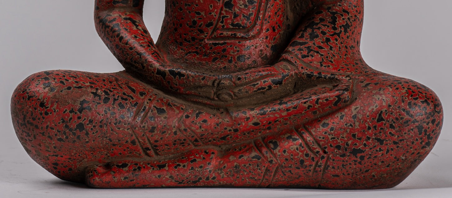 Escultura de Buda - Estatua de Buda de madera de estilo jemer antiguo Dhyana Meditation Mudra - 26 cm/10 "