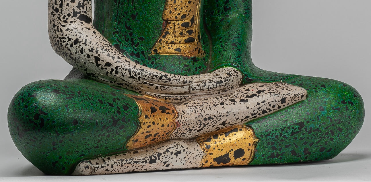 Escultura de Buda - Estatua de Buda de madera de estilo jemer antiguo Dhyana Meditation Mudra - 54cm/22 "