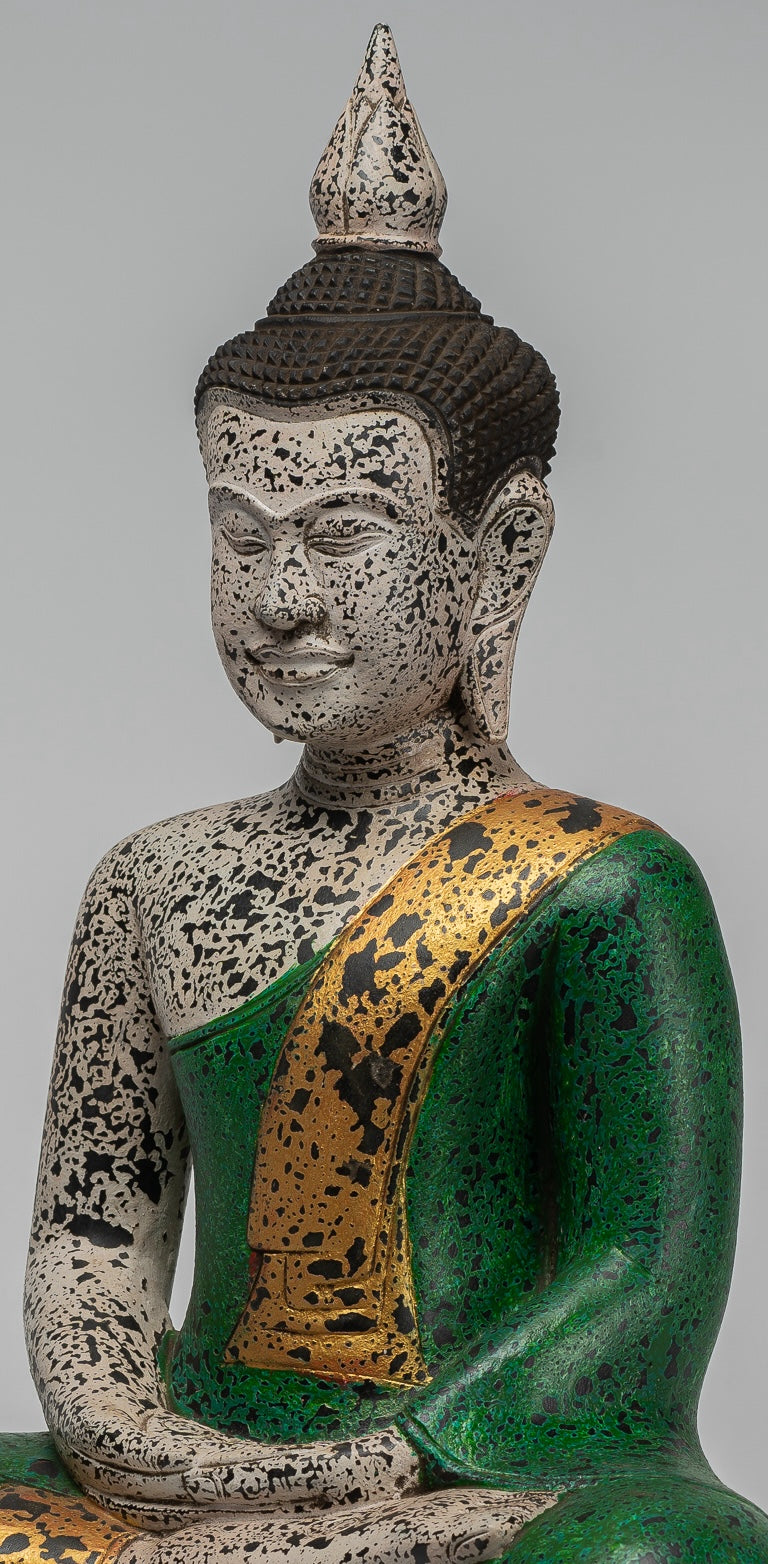 Escultura de Buda - Estatua de Buda de madera de estilo jemer antiguo Dhyana Meditation Mudra - 54cm/22 "