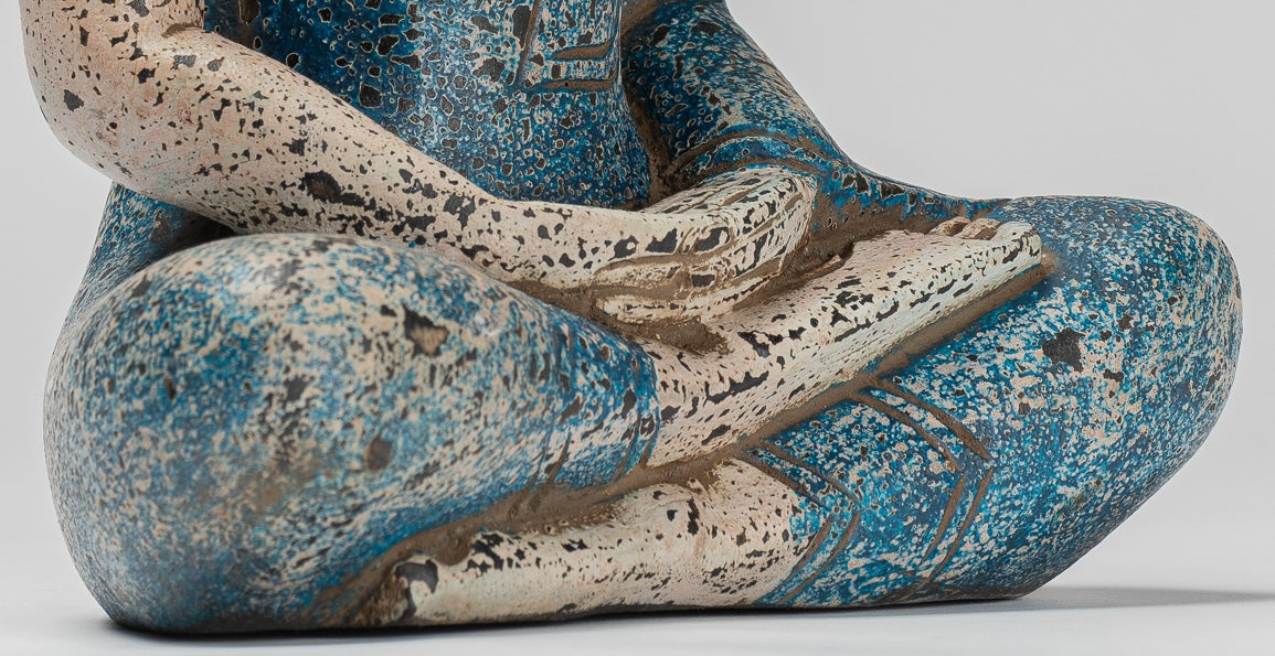 Escultura de Buda - Estatua de Buda Sentada de madera de estilo jemer antiguo Dhyana Meditation Mudra - 27 cm/11 "