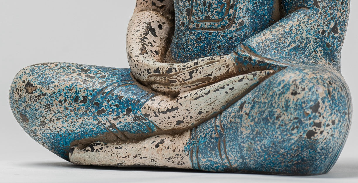 Escultura de Buda - Estatua de Buda Sentada de madera de estilo jemer antiguo Dhyana Meditation Mudra - 27 cm/11 "