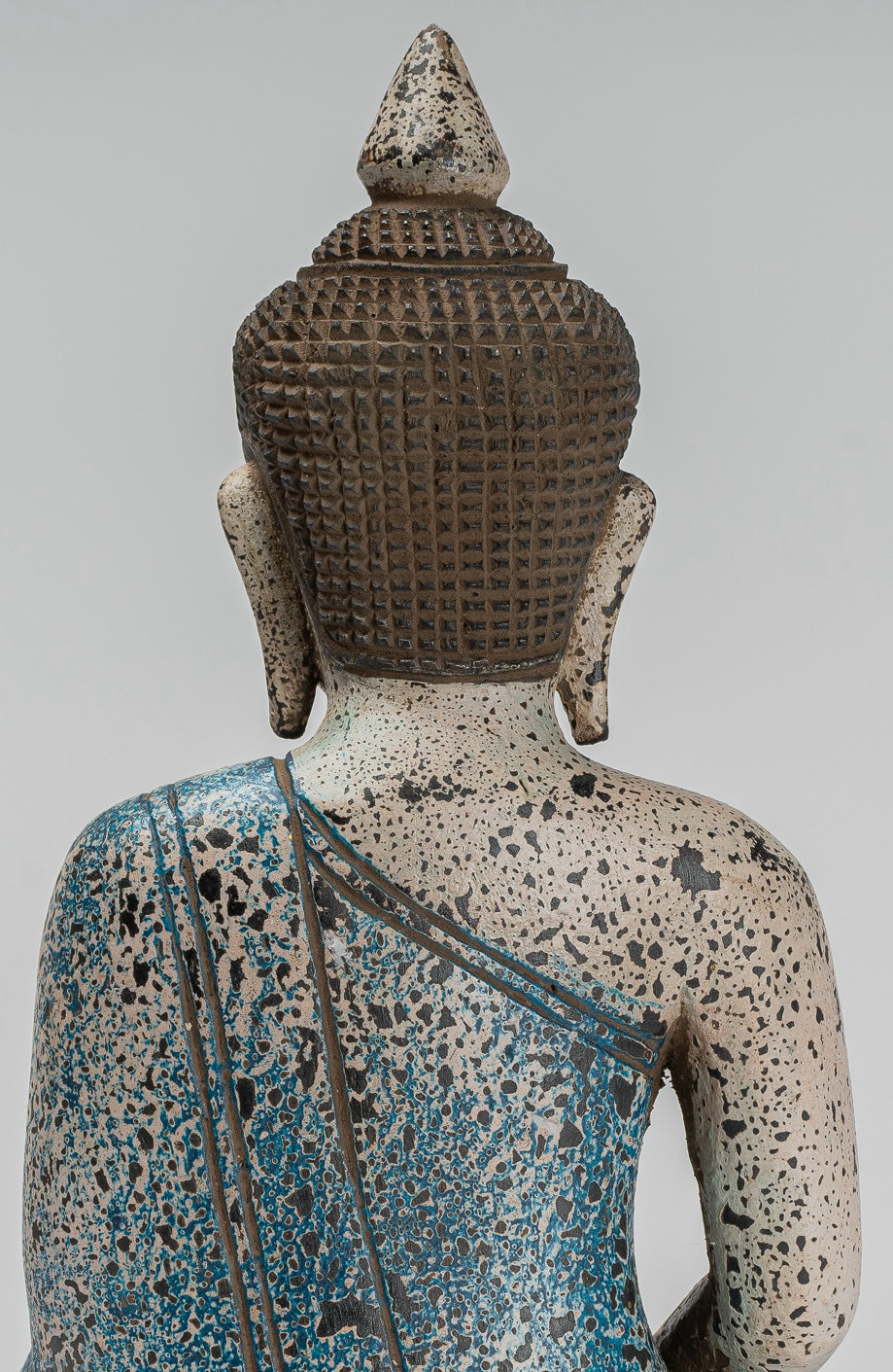 Escultura de Buda - Estatua de Buda Sentada de madera de estilo jemer antiguo Dhyana Meditation Mudra - 27 cm/11 "