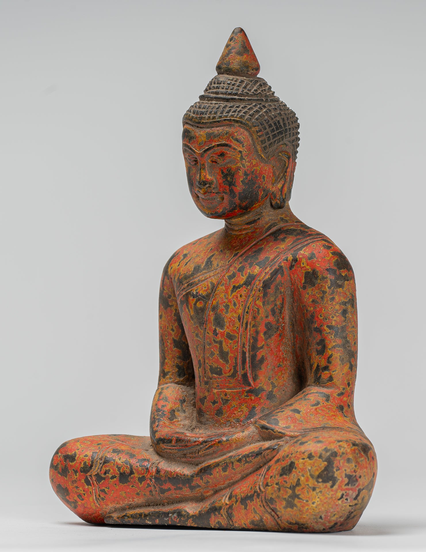 Escultura de Buda - Estatua de Buda de madera de estilo jemer antiguo Dhyana Meditation Mudra - 21 cm/8 "