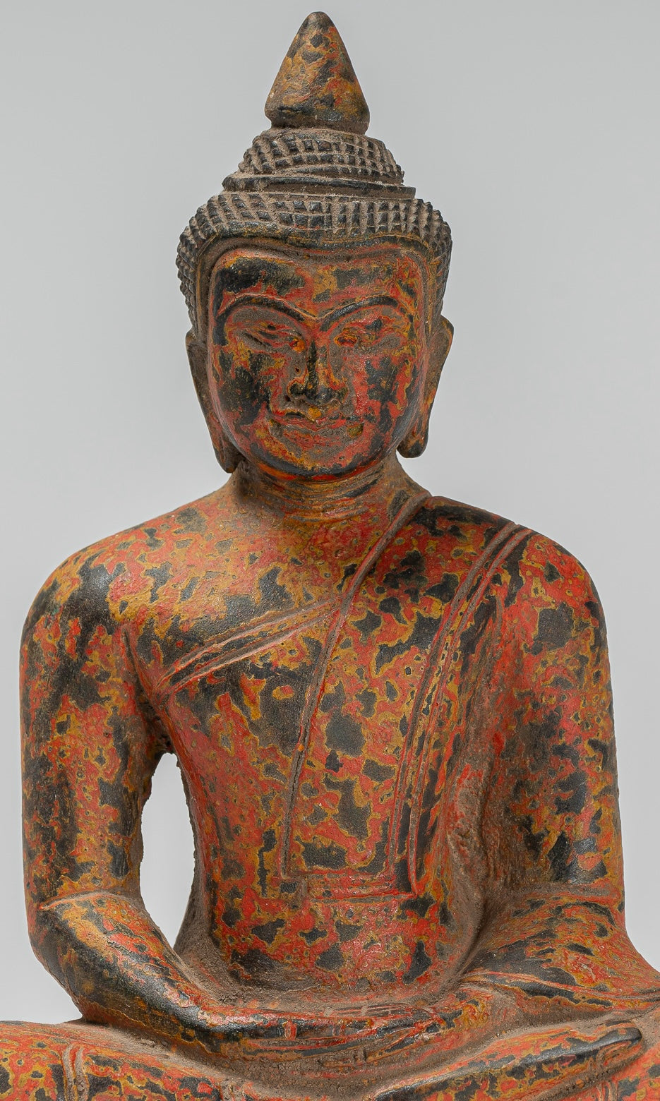 Escultura de Buda - Estatua de Buda de madera de estilo jemer antiguo Dhyana Meditation Mudra - 21 cm/8 "