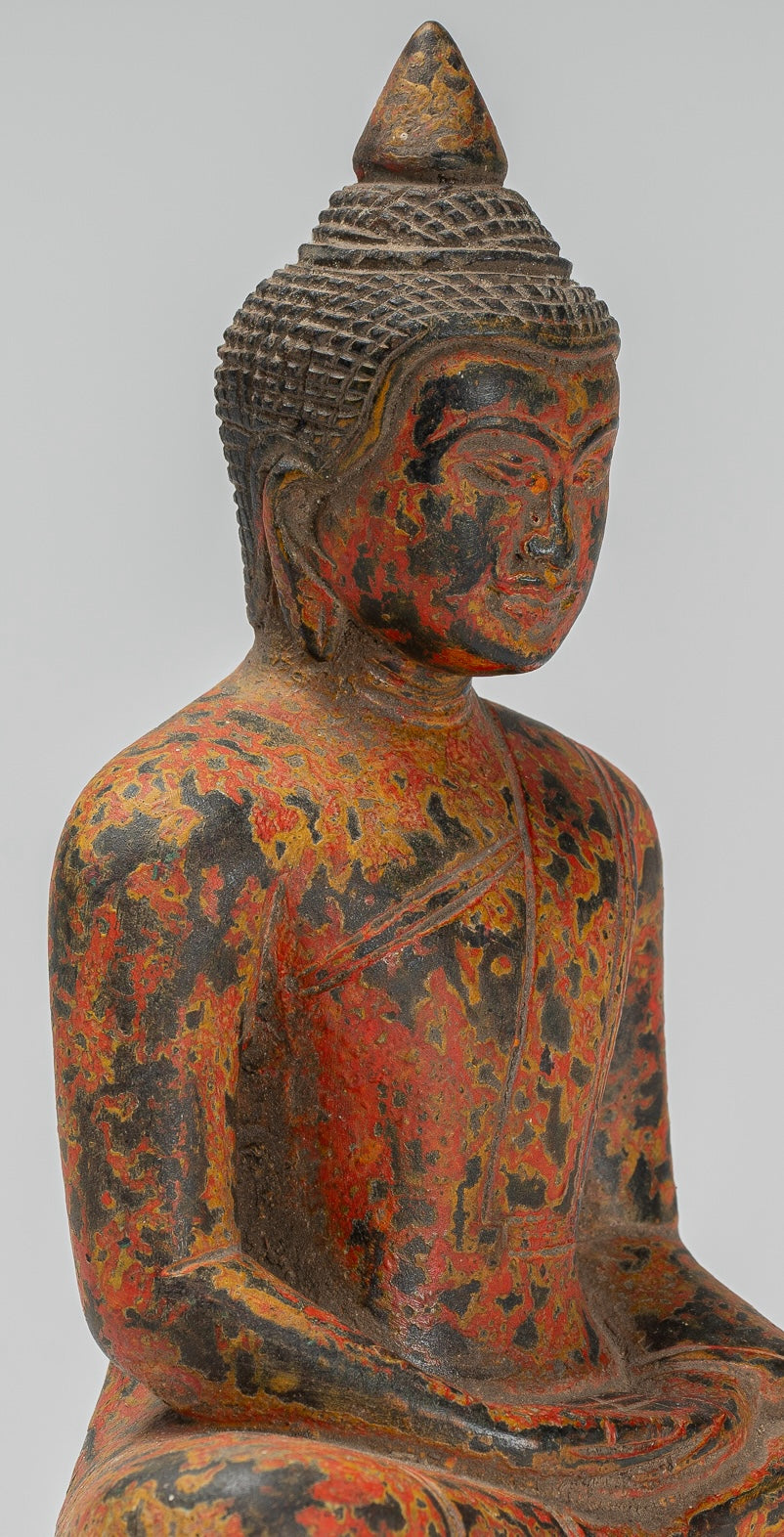 Escultura de Buda - Estatua de Buda de madera de estilo jemer antiguo Dhyana Meditation Mudra - 21 cm/8 "