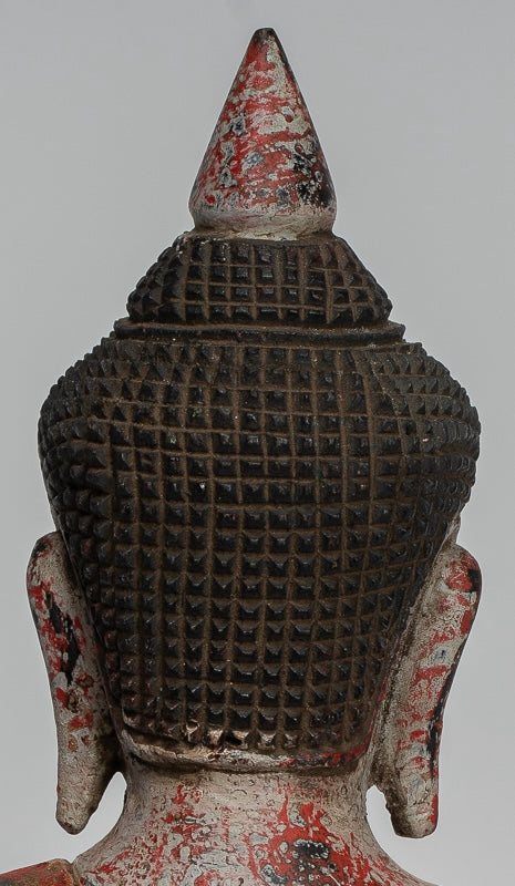 Statue Buddha - Antique Khmer in stile Cambogia Statue Buddha seduta Insegnamento Mudra - 27 cm/11 "