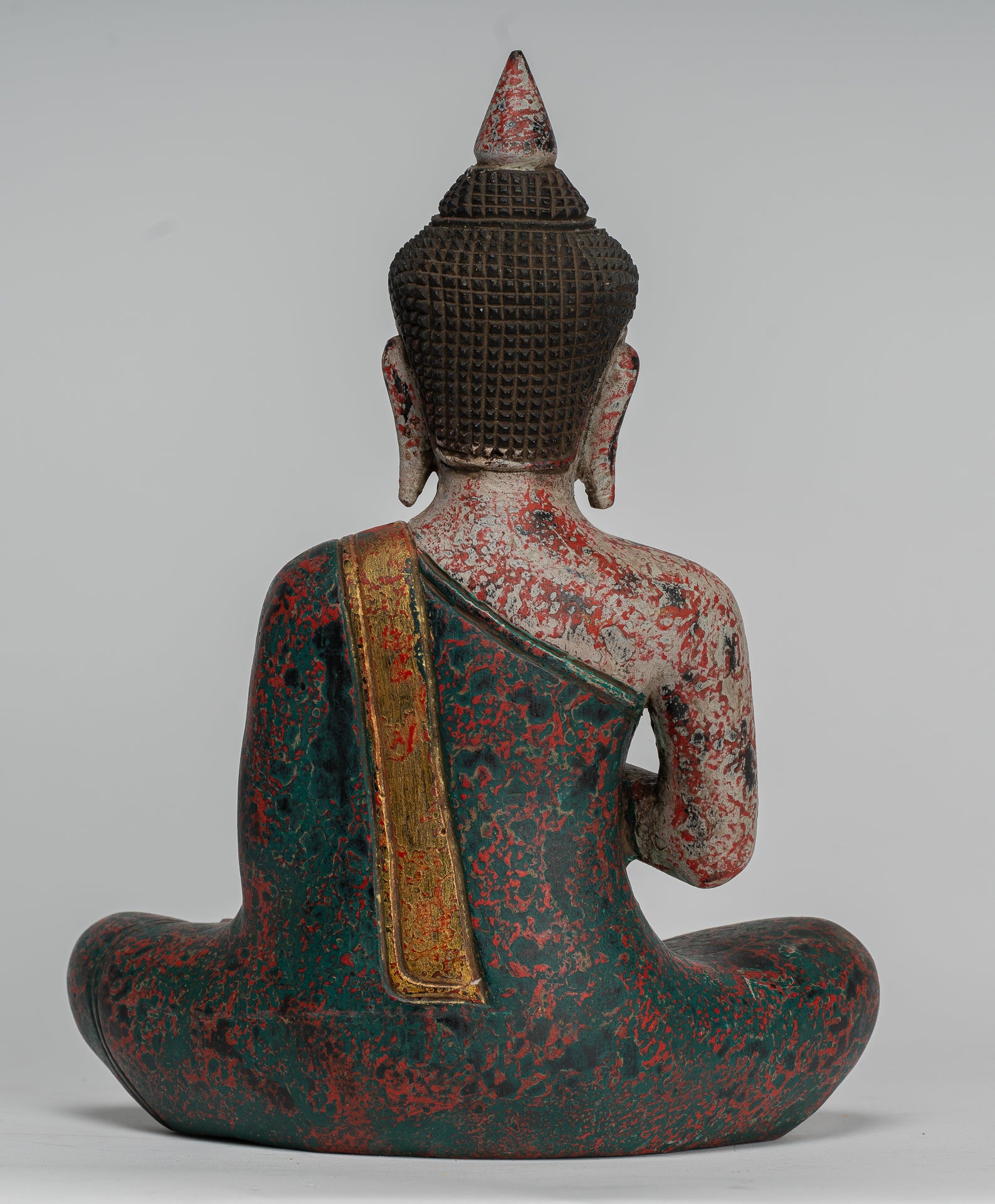 Statue Buddha - Antique Khmer in stile Cambogia Statue Buddha seduta Insegnamento Mudra - 27 cm/11 "