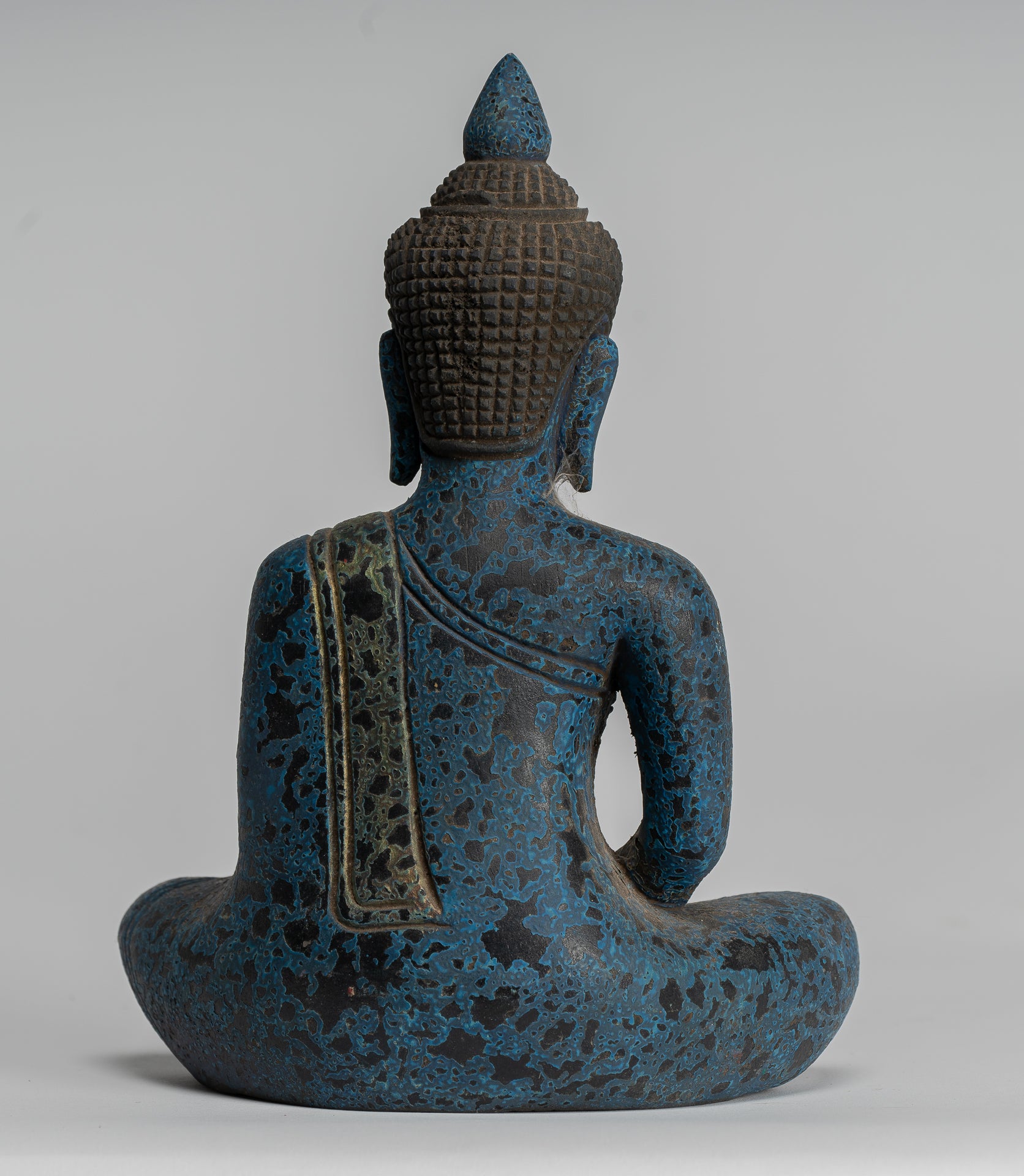 Escultura de Buda - Estatua de Buda de madera de estilo jemer antiguo Dhyana Meditation Mudra - 22cm/9 "