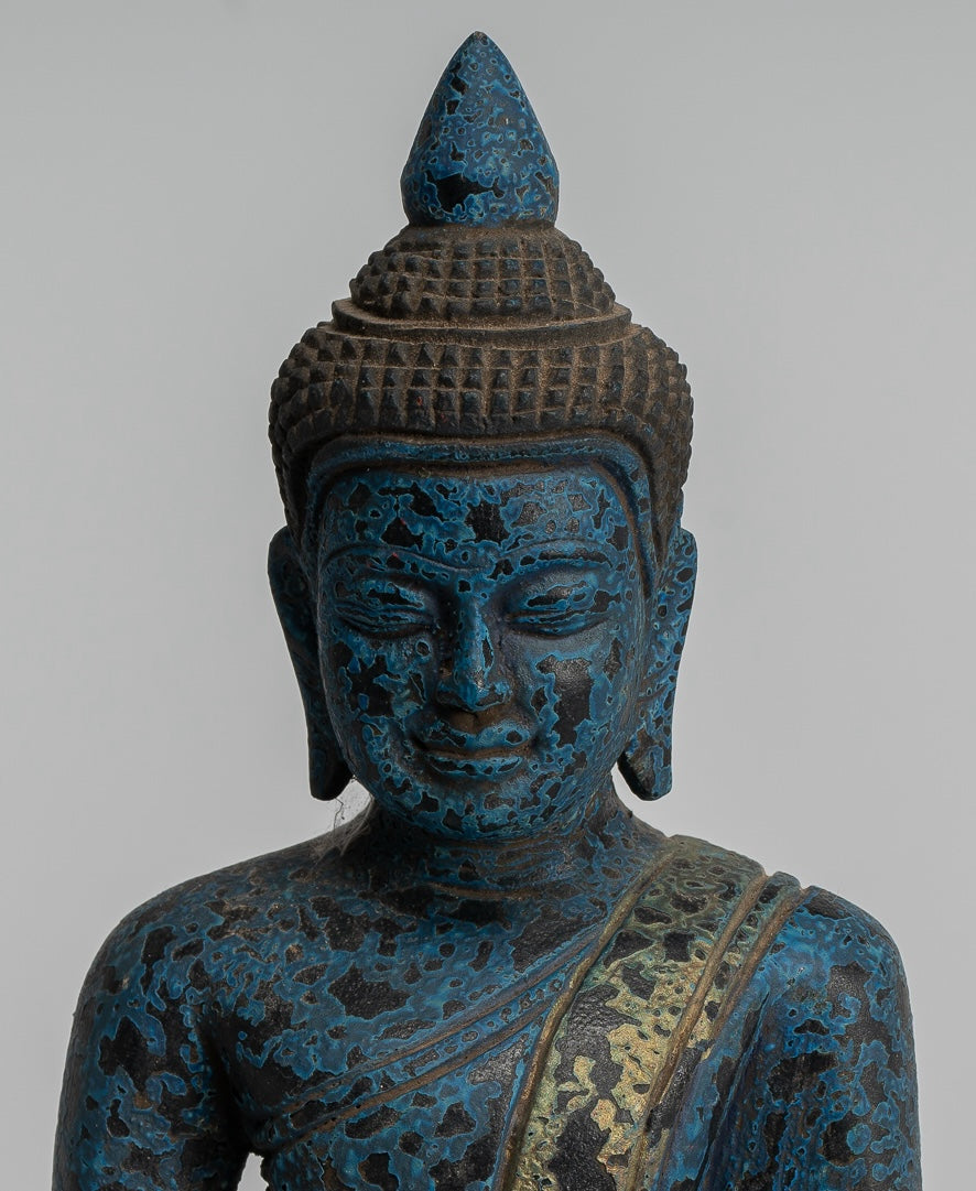 Escultura de Buda - Estatua de Buda de madera de estilo jemer antiguo Dhyana Meditation Mudra - 22cm/9 "