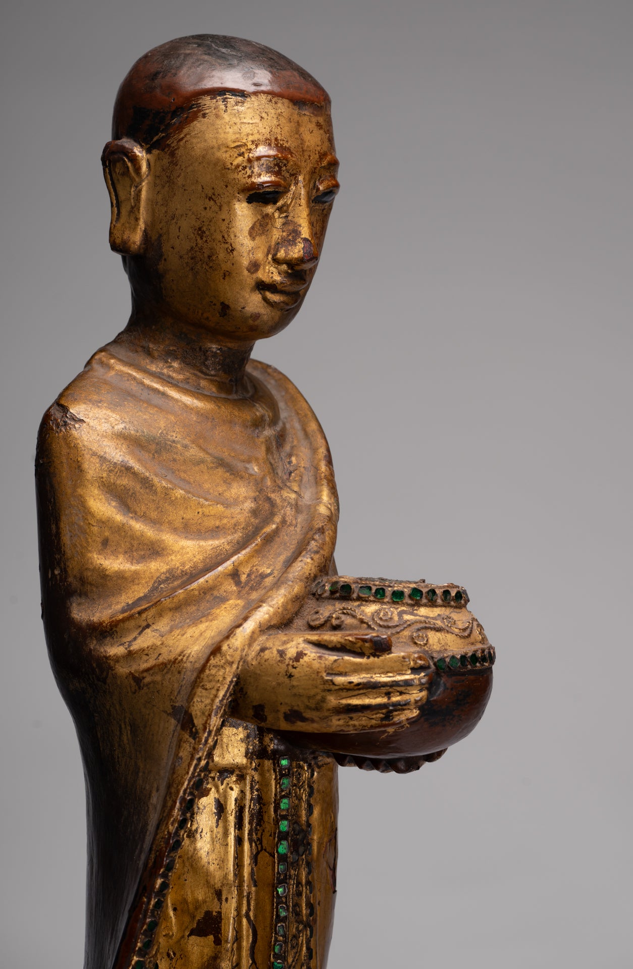 Estatua de Mandalay Monk de estilo birmano antiguo de estilo birmano - 90 cm/36 "