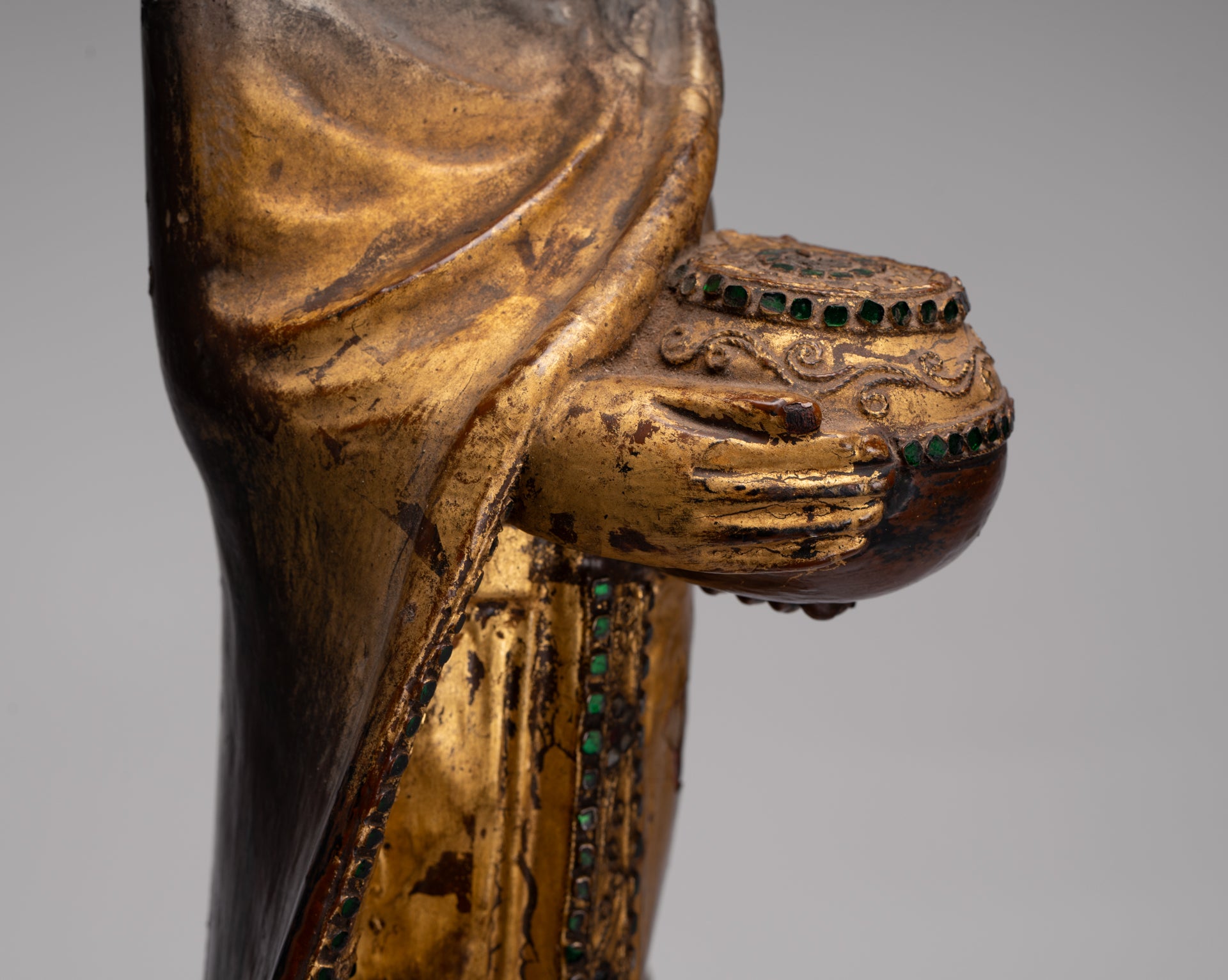 Estatua de Mandalay Monk de estilo birmano antiguo de estilo birmano - 90 cm/36 "