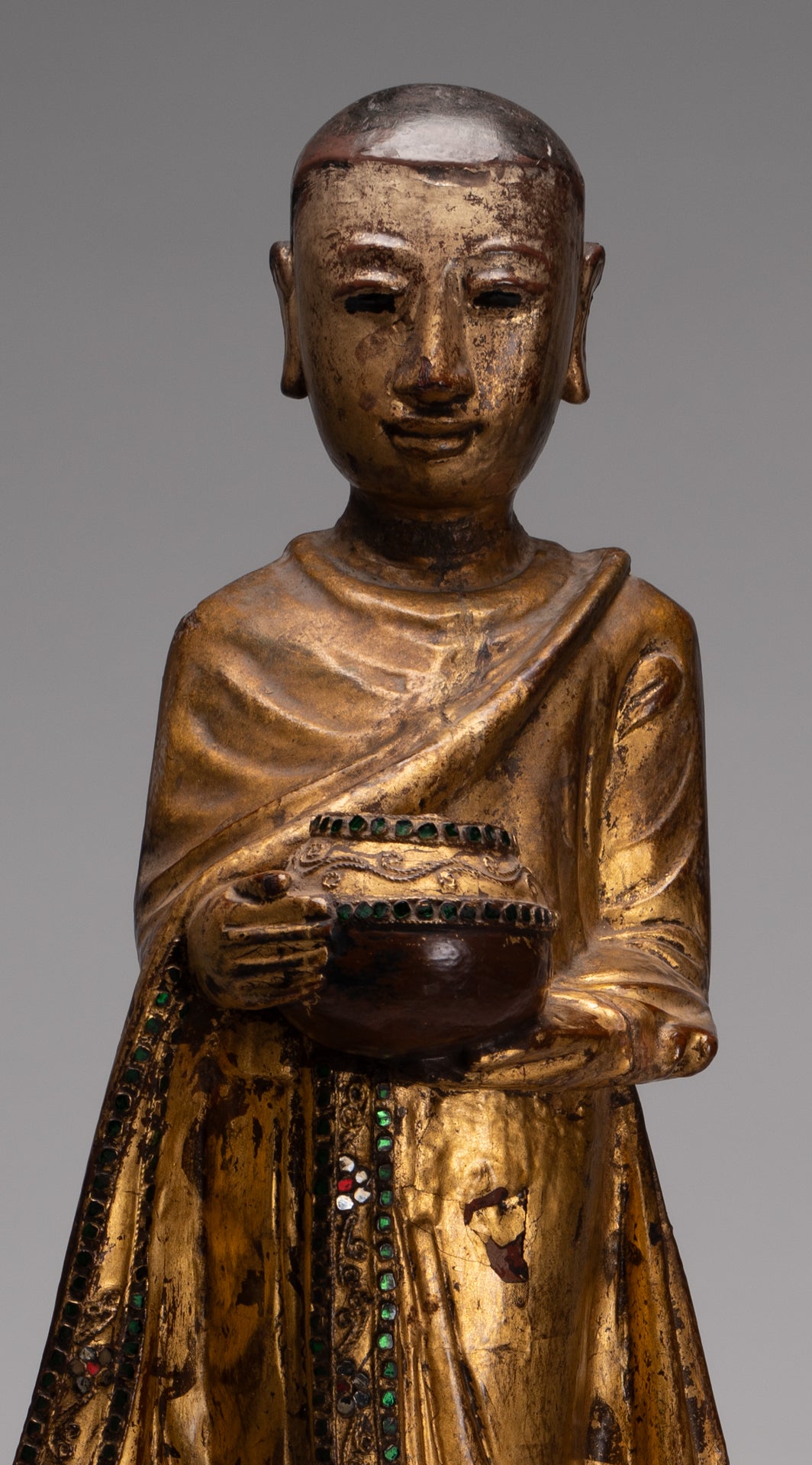 Estatua de Mandalay Monk de estilo birmano antiguo de estilo birmano - 90 cm/36 "