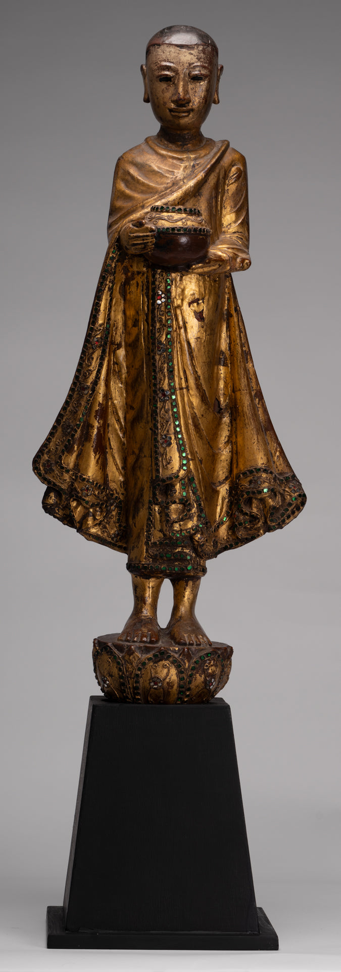 Estatua de Mandalay Monk de estilo birmano antiguo de estilo birmano - 90 cm/36 "