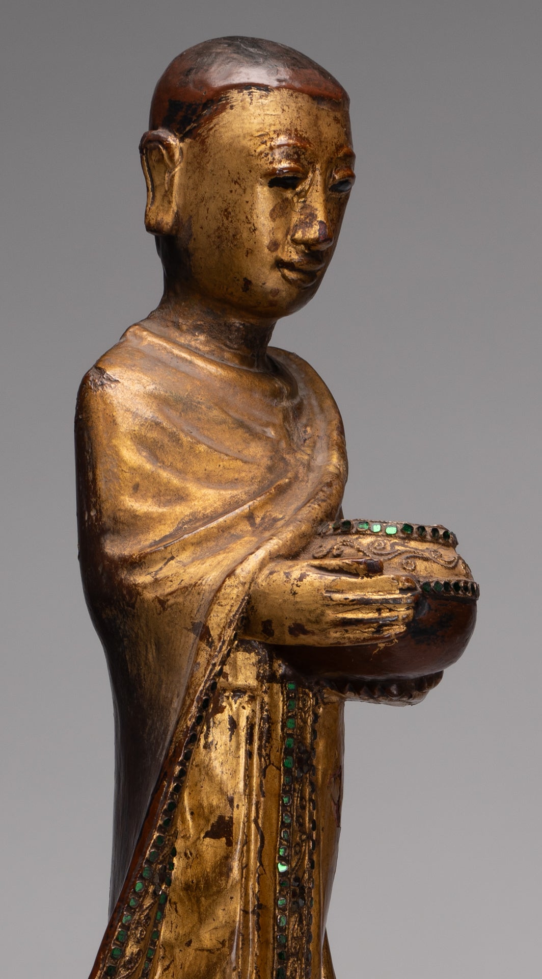 Estatua de Mandalay Monk de estilo birmano antiguo de estilo birmano - 90 cm/36 "