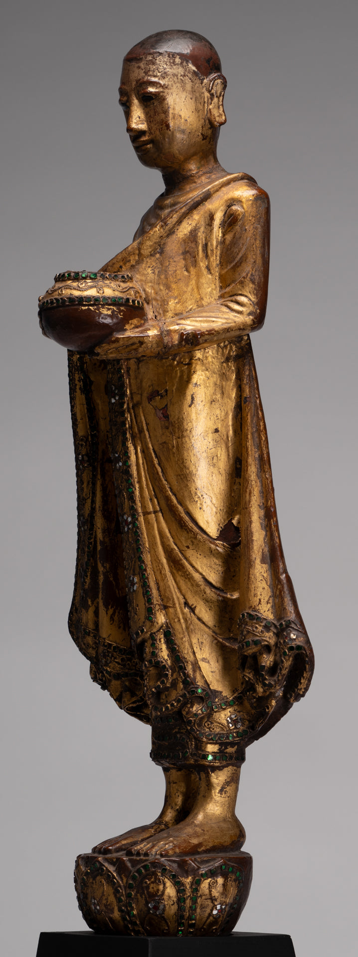 Estatua de Mandalay Monk de estilo birmano antiguo de estilo birmano - 90 cm/36 "