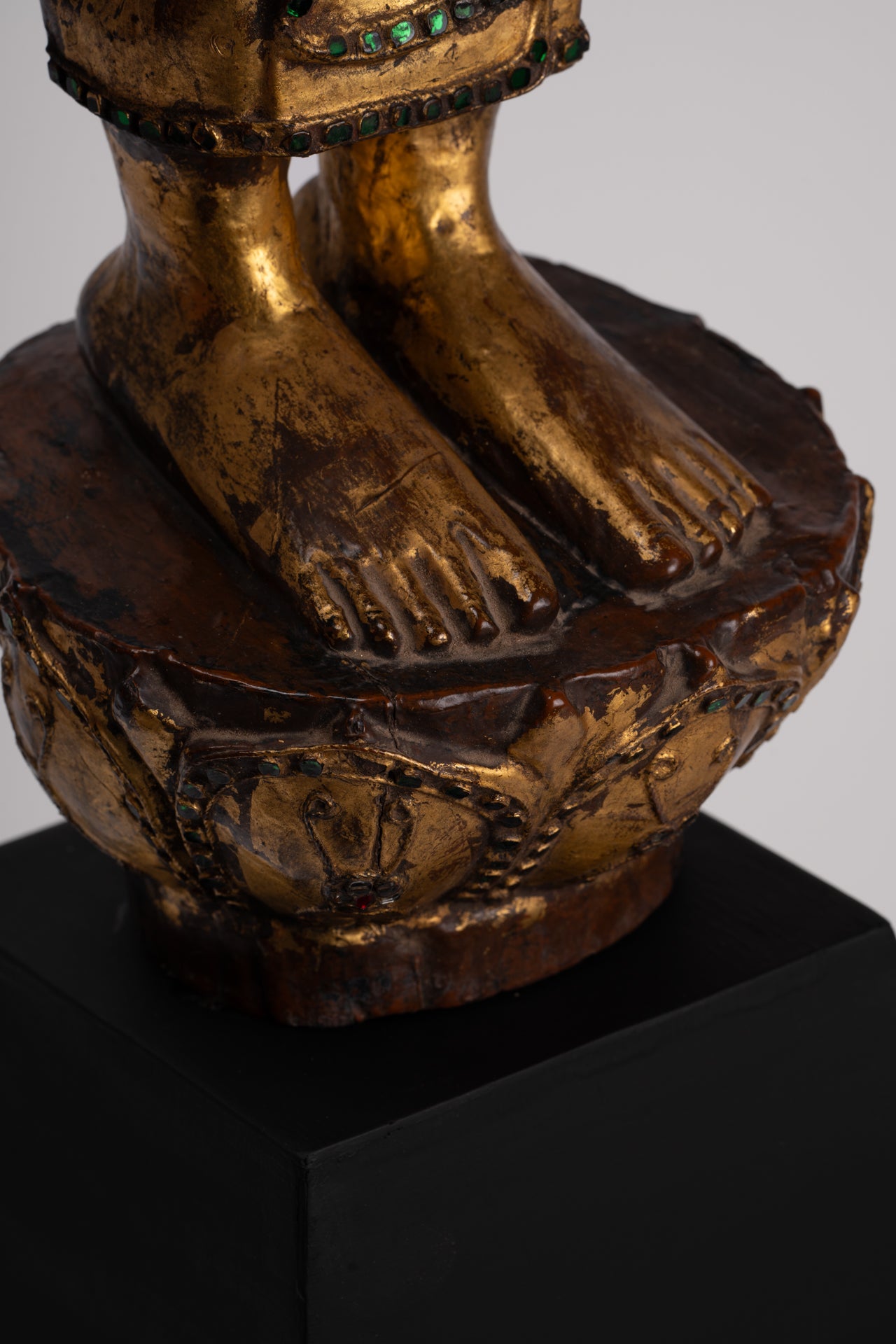 Antique Burmese Style Standing Wood Mandalay Buddha Statue - 101cm/40"