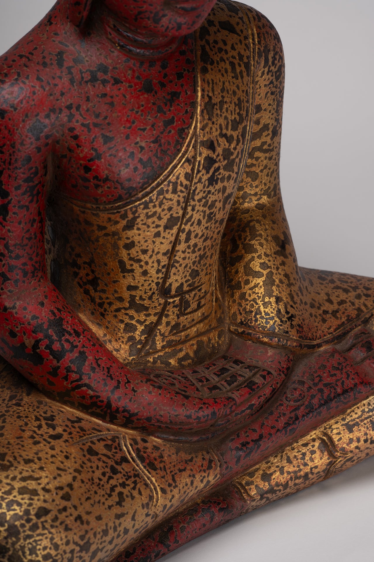 Buddha Statue - Antique Khmer Style SE Asia Seated Wood Meditation Buddha Statue - 49cm/20"