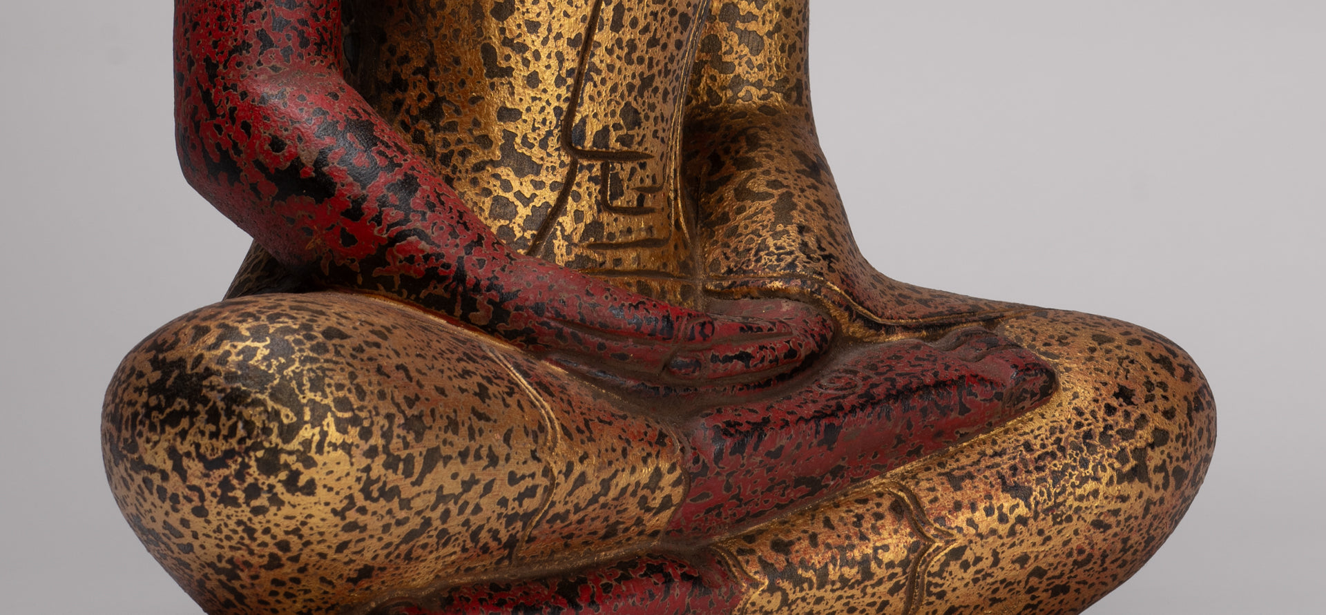 Buddha Statue - Antique Khmer Style SE Asia Seated Wood Meditation Buddha Statue - 49cm/20"