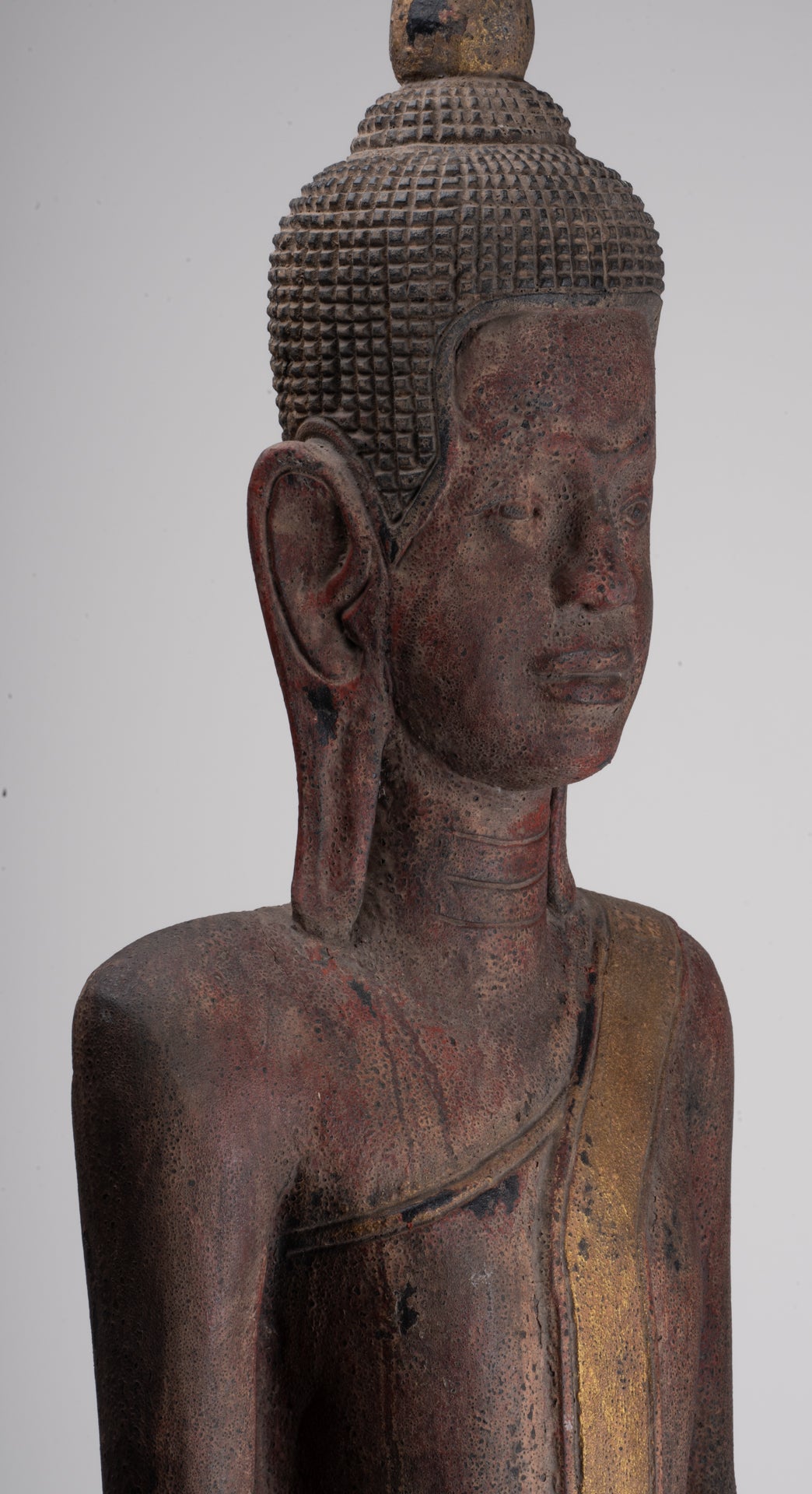 Grande statue de Bouddha - Antique Khmer Style Wood Protection Standing Lundi Bouddha Statue - 163 cm / 65 "