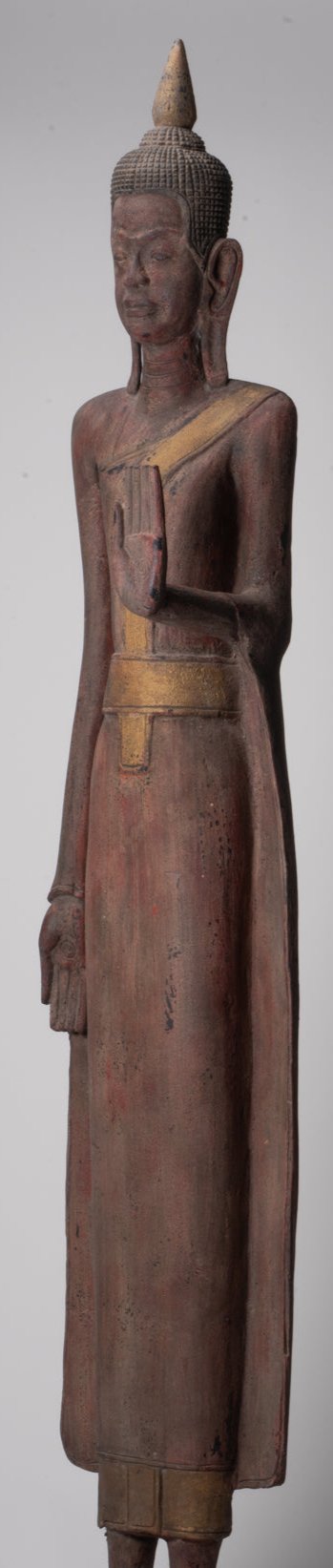 Grande statue de Bouddha - Antique Khmer Style Wood Protection Standing Lundi Bouddha Statue - 163 cm / 65 "
