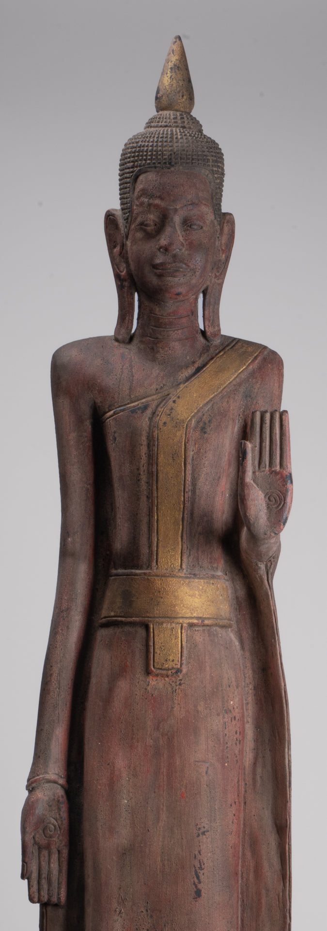 Grande statue de Bouddha - Antique Khmer Style Wood Protection Standing Lundi Bouddha Statue - 163 cm / 65 "
