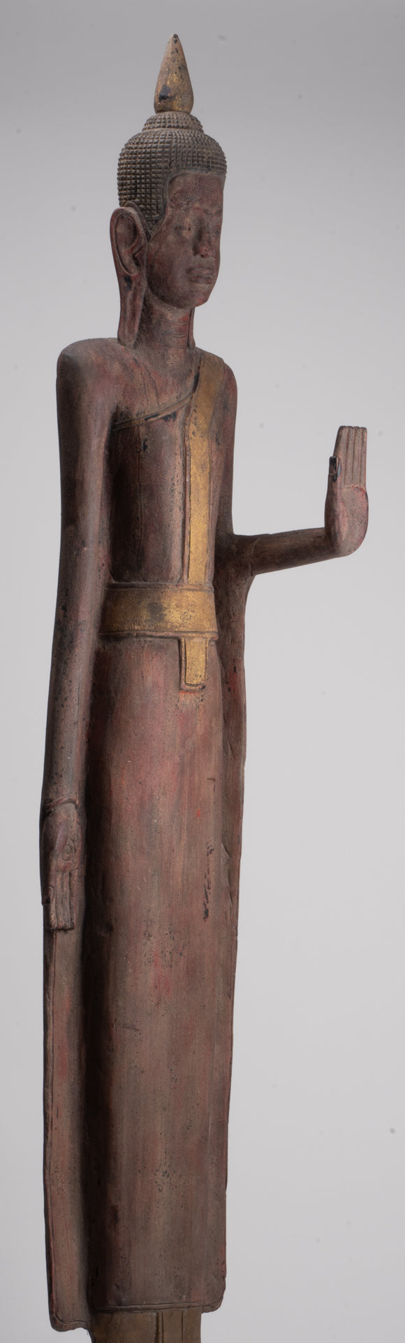 Grande statue de Bouddha - Antique Khmer Style Wood Protection Standing Lundi Bouddha Statue - 163 cm / 65 "