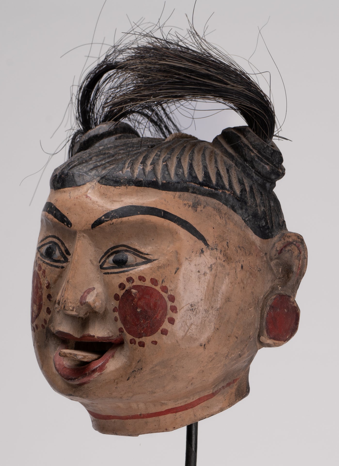 Antique Puppet Statue - Antique Burmese Style Painted Wood Puppet Head - 43cm/14"