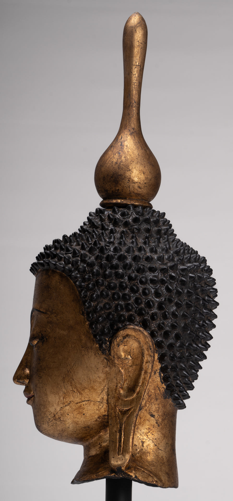 Antique Burmese Style Shan Gold Lacquer Buddha Head - 56cm/22"