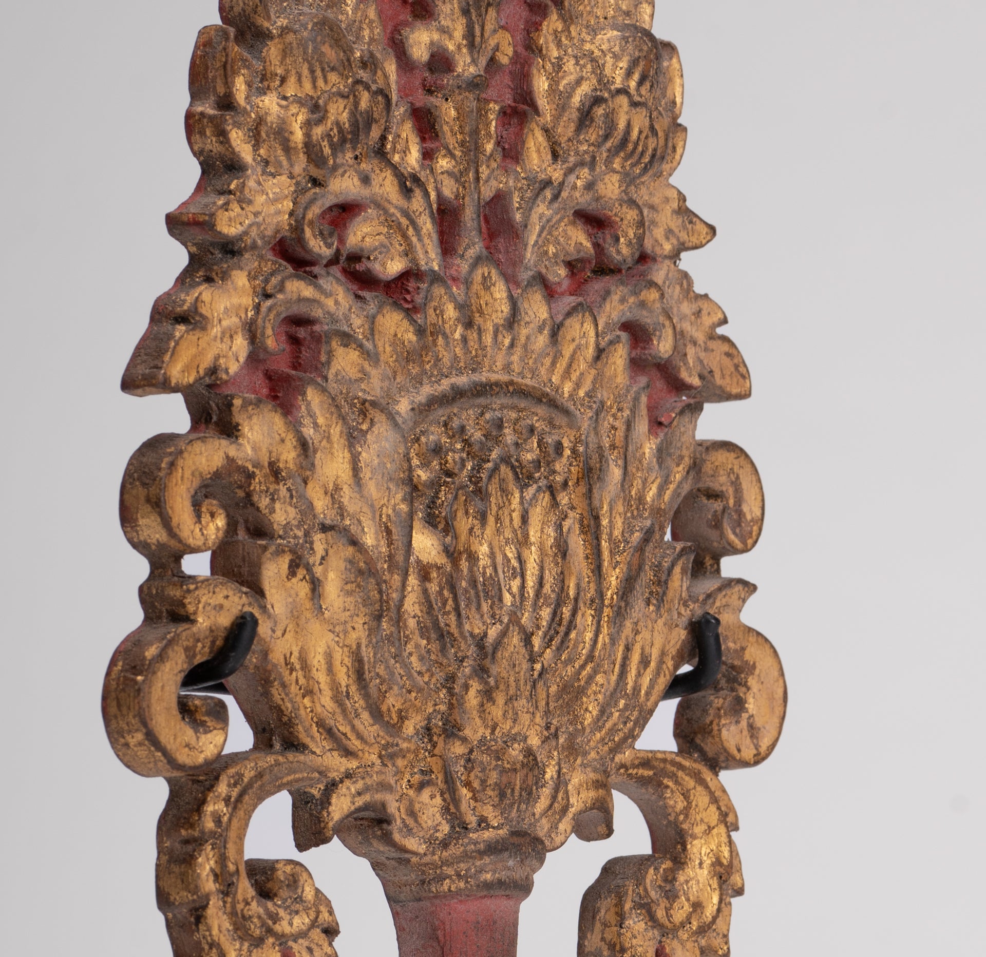 Antique Thai Style Wood Devotional Buddha Fan - 26cm/10"