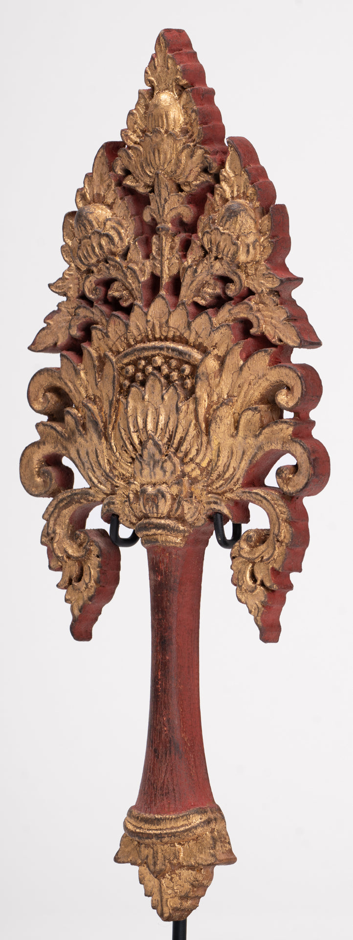 Antique Thai Style Wood Devotional Buddha Fan - 28cm/11"