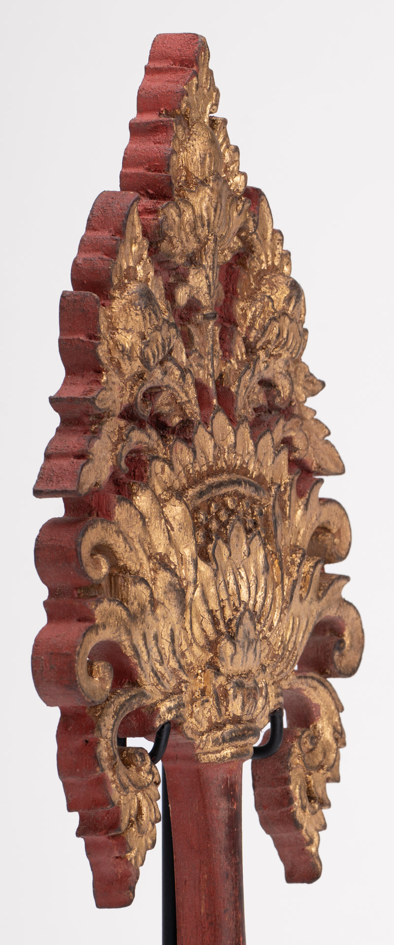 Antique Thai Style Wood Devotional Buddha Fan - 28cm/11"