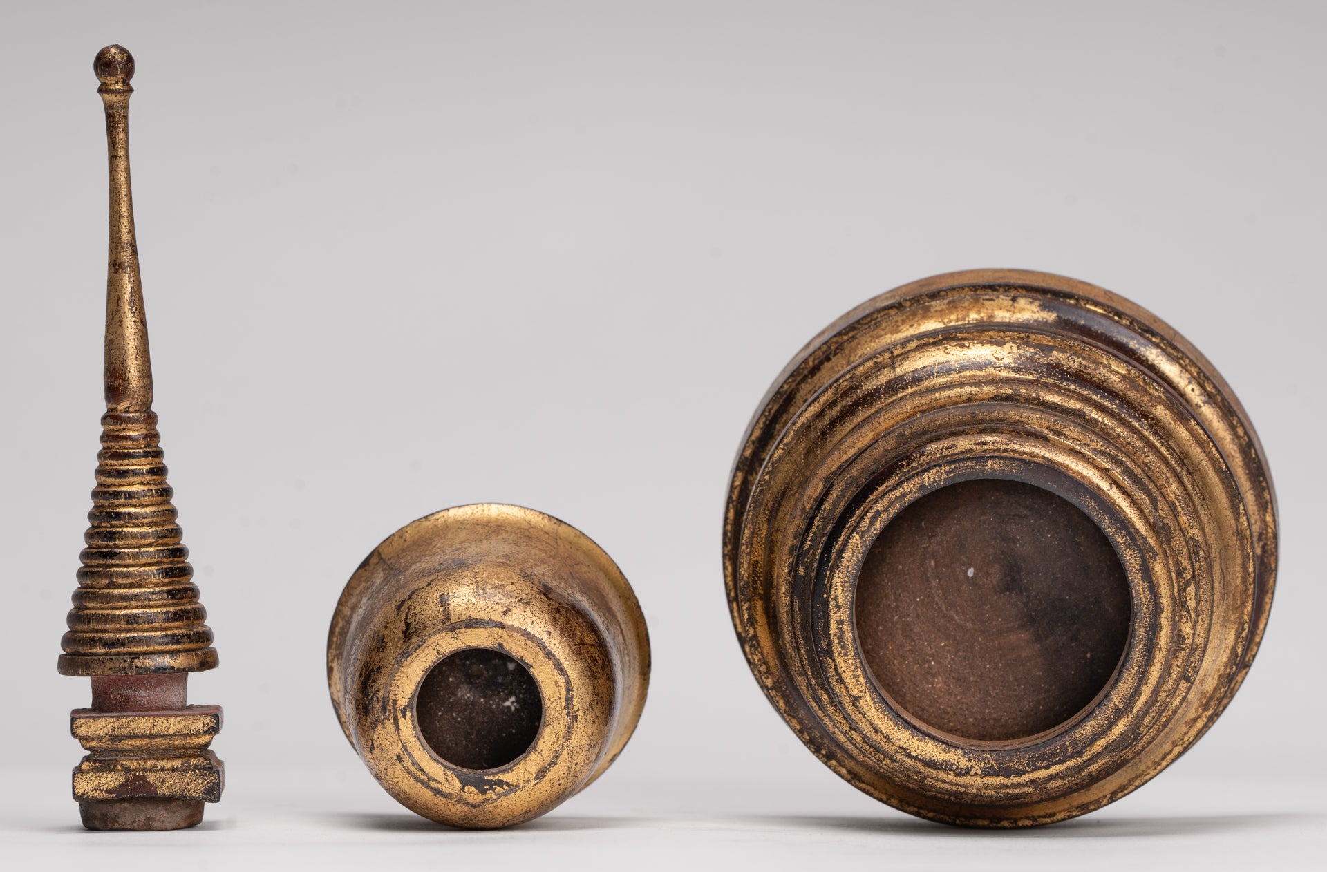 Buddhist Stupa - Antique Thai Style Wood Nirvana Stupa or Chedis - 26cm/10"