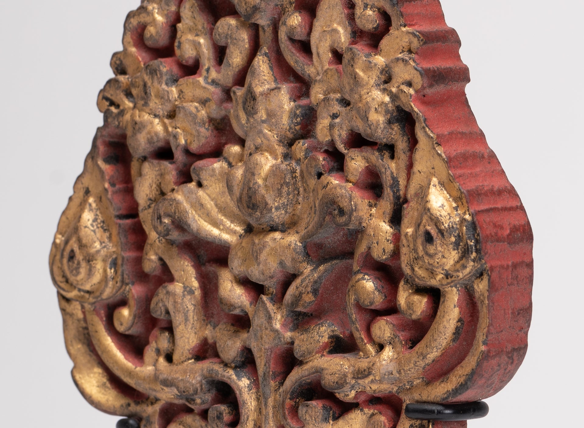 Antique Thai Style Wood Devotional Buddha Fan - 26.5cm/11"