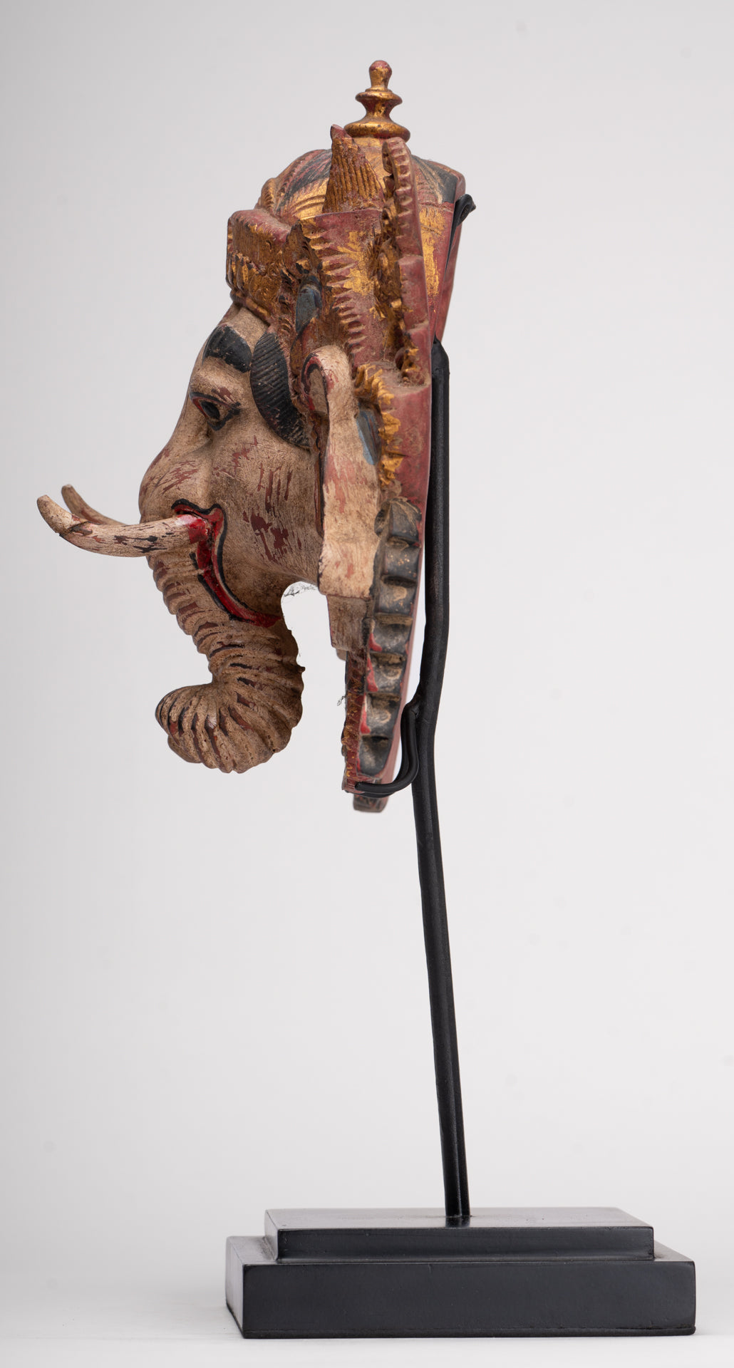 Ganesha Statue - Antique Javanese Style Wood Mounted Majapahit Ganesha Statue - 35.5cm/14"