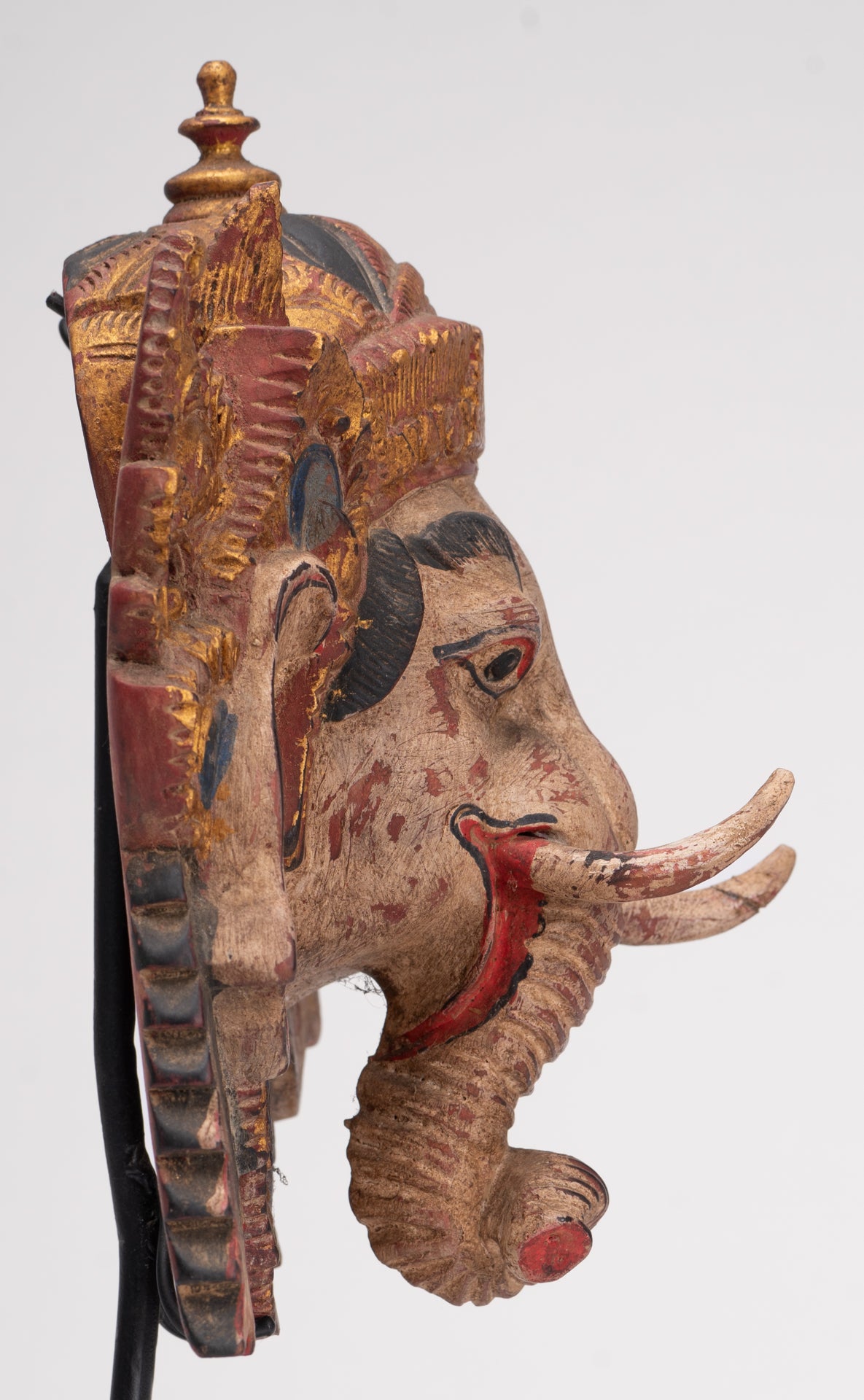 Ganesha Statue - Antique Javanese Style Wood Mounted Majapahit Ganesha Statue - 35.5cm/14"