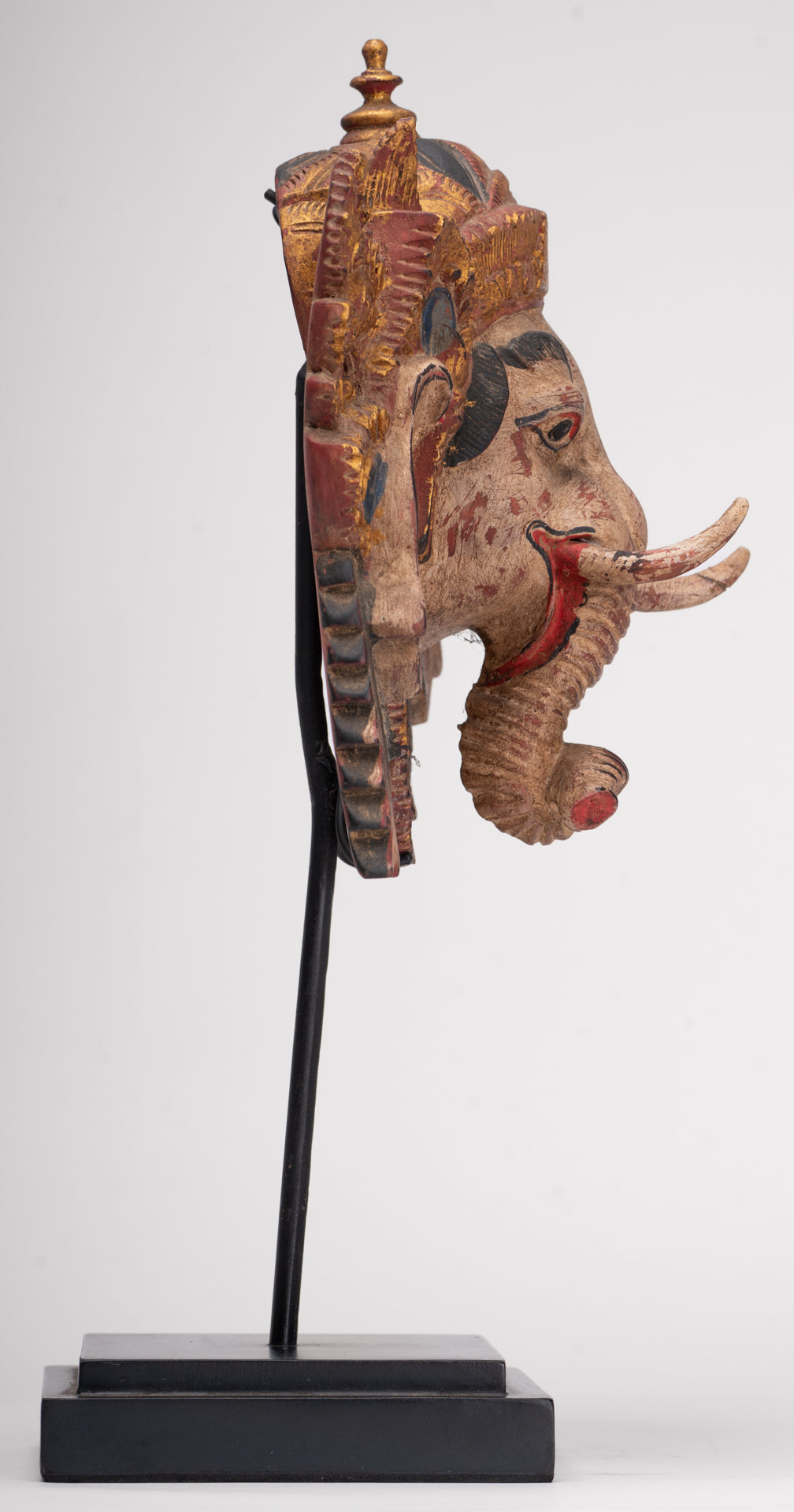 Ganesha Statue - Antique Javanese Style Wood Mounted Majapahit Ganesha Statue - 35.5cm/14"