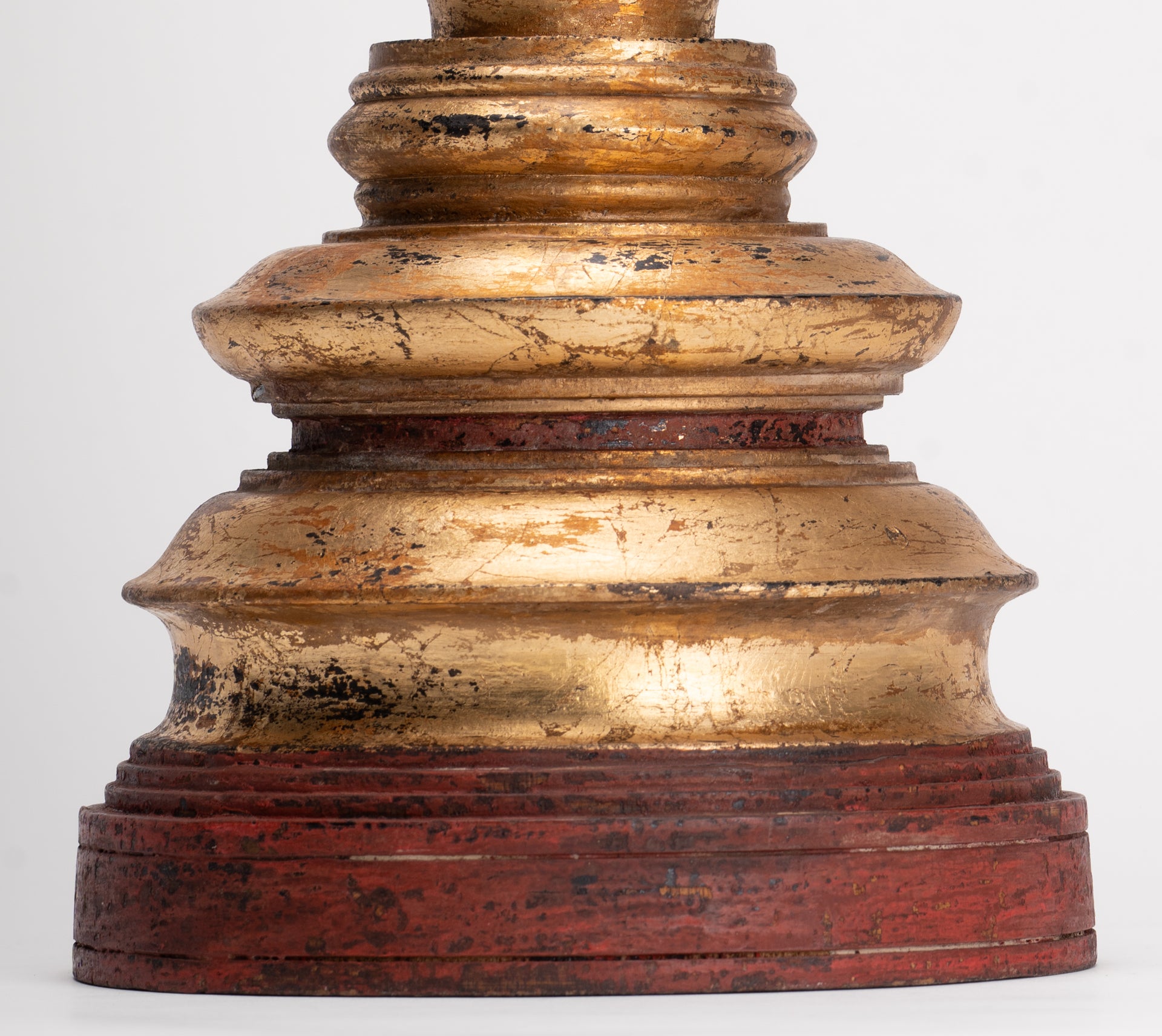 Buddhist Stupa - Antique Burmese Style Wood Nirvana Stupa or Chedis  - 50cm/20"