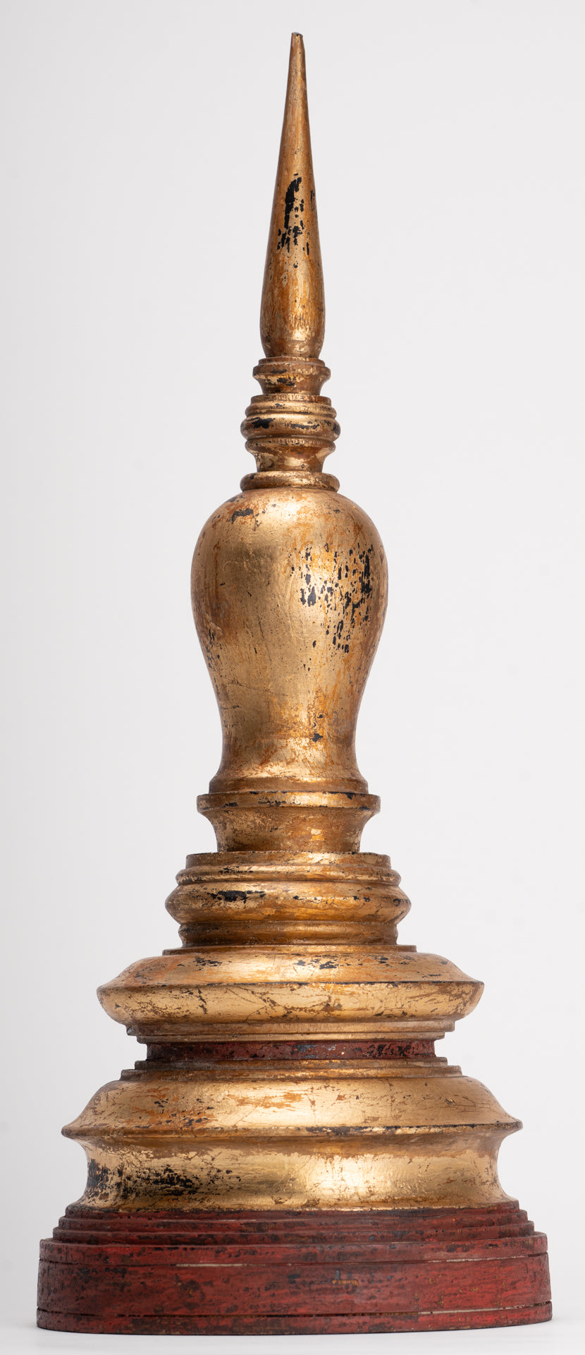 Buddhist Stupa - Antique Burmese Style Wood Nirvana Stupa or Chedis  - 50cm/20"