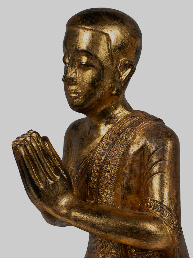 Estatuas de discípulos antiguos - Estatua de los discípulos de Buda de estilo birmano antiguo de estilo birmano (par) - 50 cm/20 "