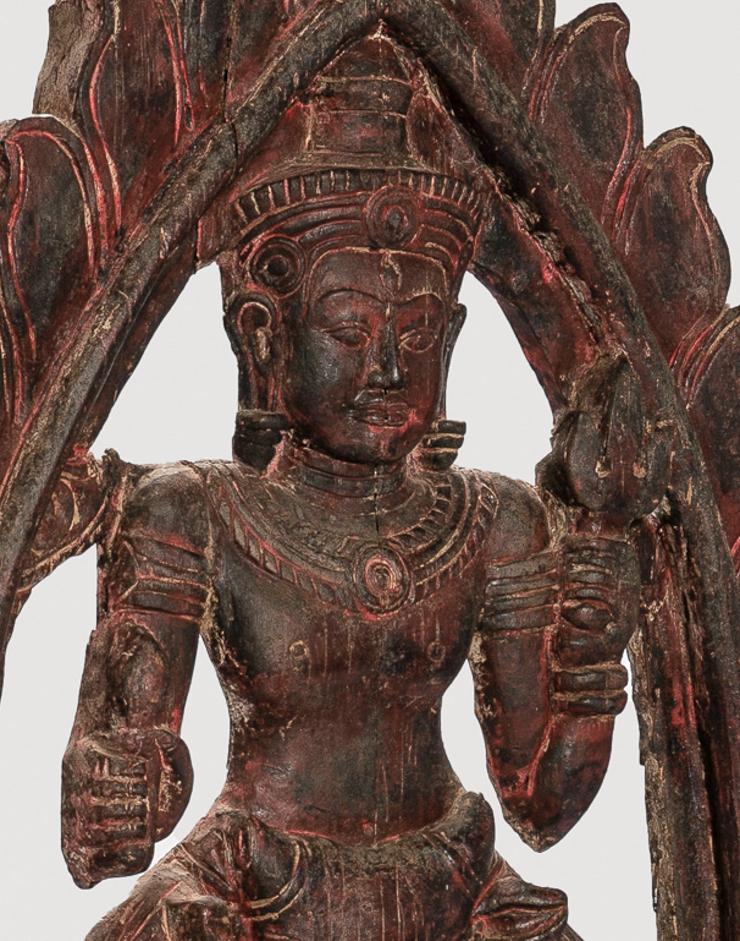 Shiva Statue - Antique Khmer Style SE Asia Wood Bas Relief Nandi & Shiva Statue - 105cm/42"