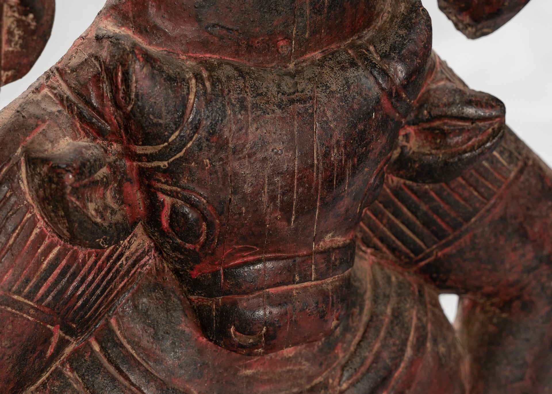 Shiva Statue - Antique Khmer Style SE Asia Wood Bas Relief Nandi & Shiva Statue - 105cm/42"