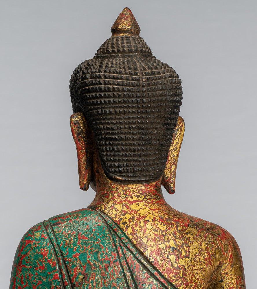 Antique Khmer Style Seated Buddha Statue Dhyana Meditation Mudra-37cm/15 "