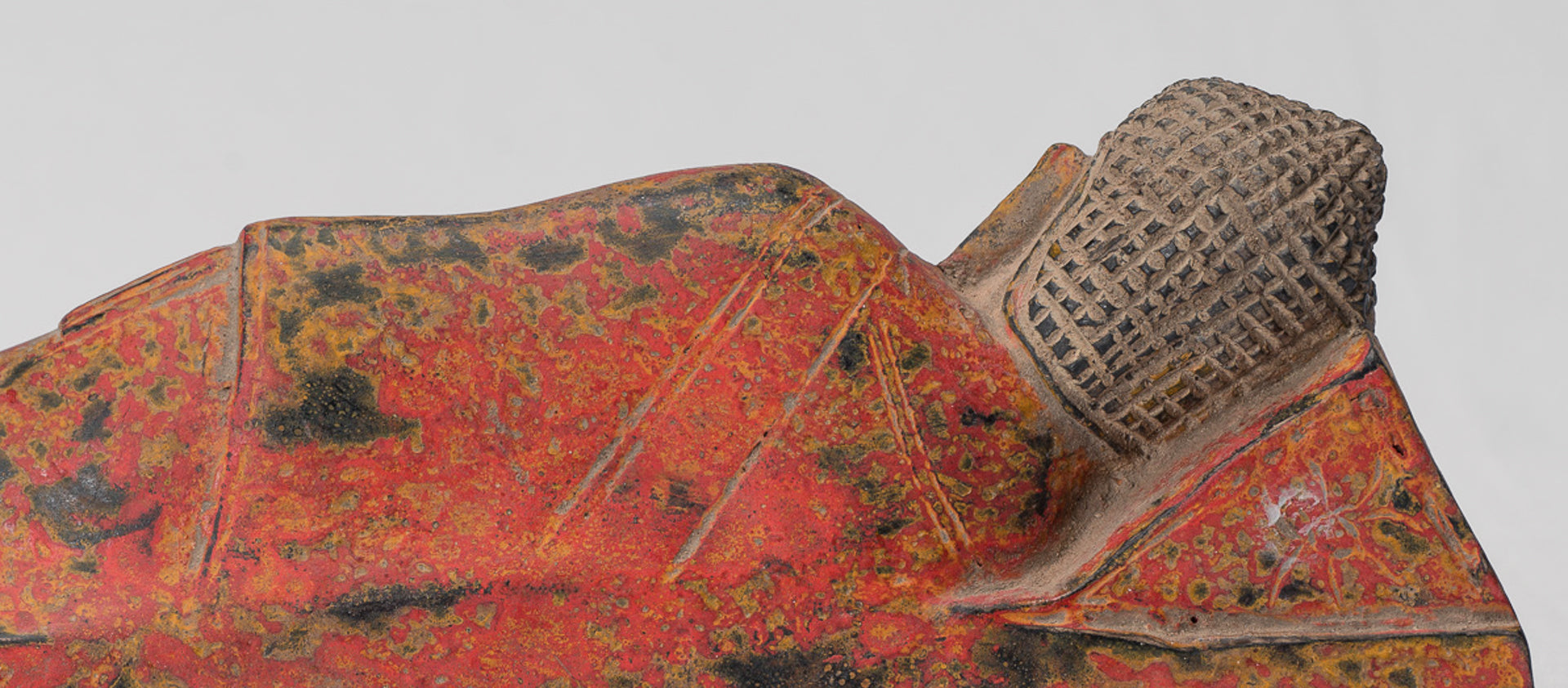 Buddha Statue - Antique Thai Style Wood Reclining Nirvana Buddha Statue - 30cm/12" Long