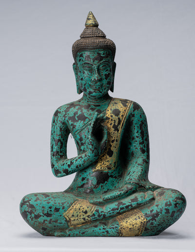 Buddha Sculpture - Buddha - Antique Khmer Style seduto Buddha Statue Teaching Mudra - 39 cm/16 "
