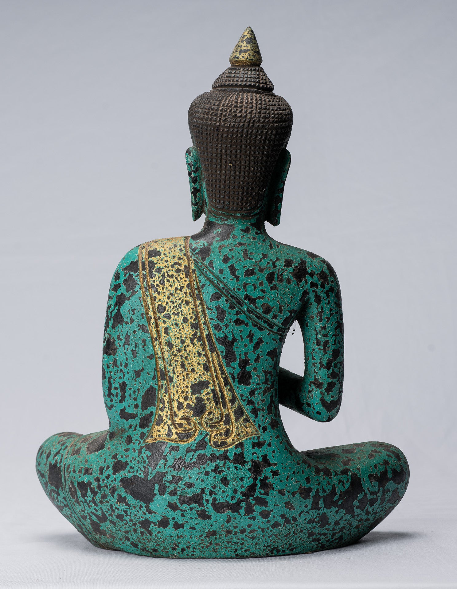 Escultura de Buda - Buda - Estatua de Buda de madera de estilo jemer antiguo de estilo jemer enseñando Mudra - 39cm/16 "