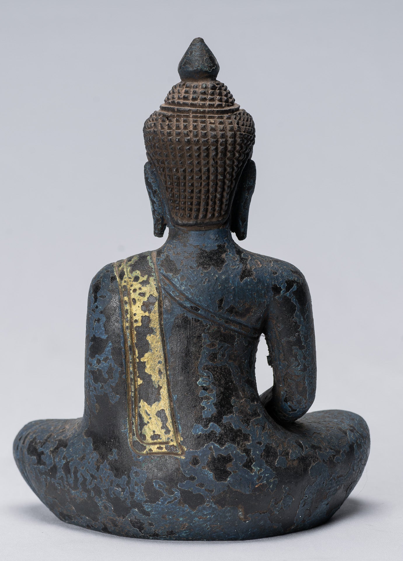 Buddha Sculpture - Antique Khmer in stile Khmer Seduto Buddha Statue Dhyana Meditation Mudra - 21 cm/8 "