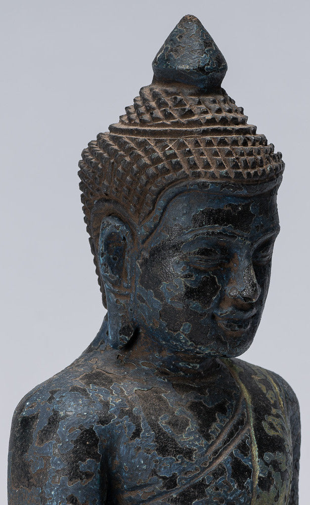 Buddha Sculpture - Antique Khmer in stile Khmer Seduto Buddha Statue Dhyana Meditation Mudra - 21 cm/8 "